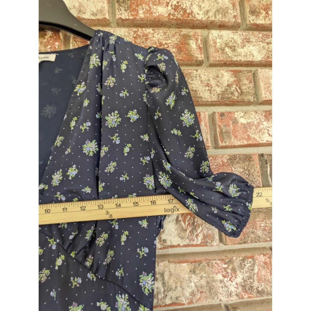 Heartloom Cottagecore Coquette Prairie Floral Wrap Dress Romantic Blue M - Picture 8 of 10